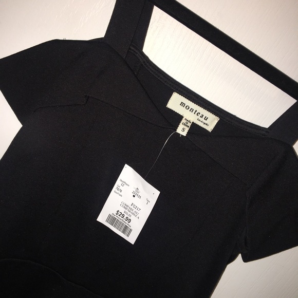 💘Monteau black dress over the shoulder sleeves! - Picture 5 of 11